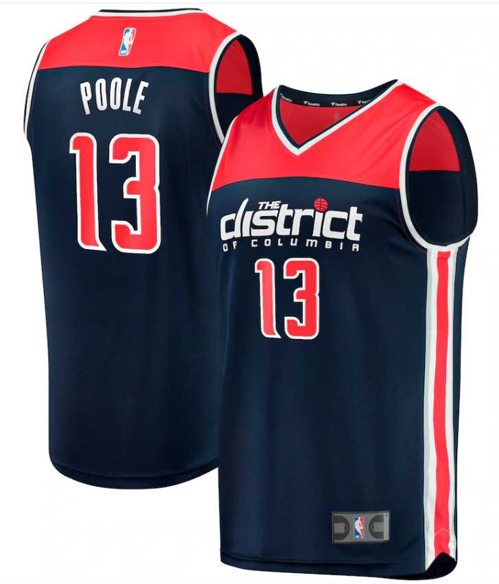 Men's Washington Wizards Navy #13 Jordan Poole Fast Break Statement Edition Stitched NBA Jersey Dzhi
